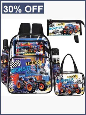 Heavy Duty Clear Backpack Set with Lunch Bag & Pencil Pouch